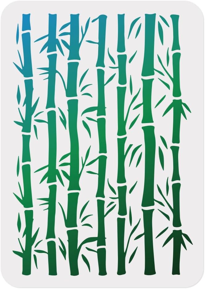 DOODLREAM 1pc Bamboo Wall Stencil for Painting, 11.698.27?Bamboo Branch Reusable Stencil for Wood Burning, Paint Templates DIY Craft Art Stencil on Wood Fabric Canvas Furniture Journal - Image 1